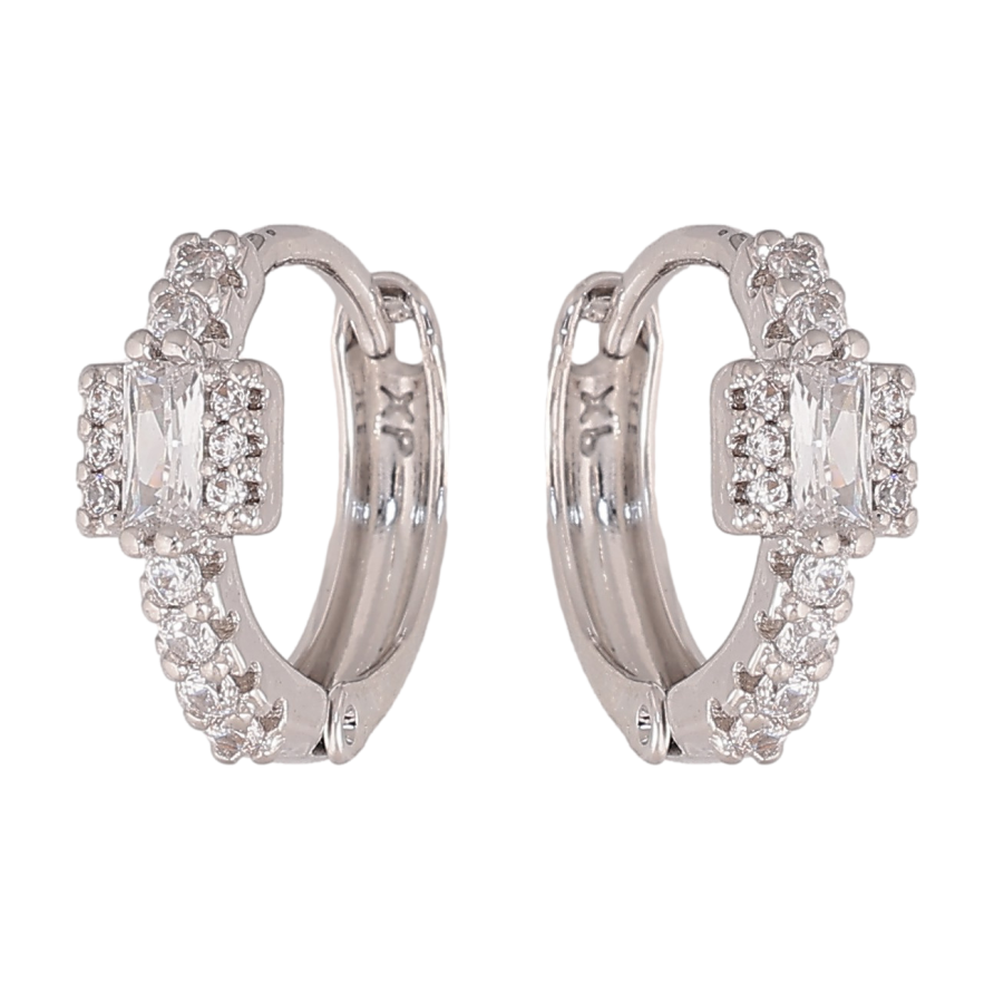 Серьги Xuping цвет Родий колечки "Узор с кристаллами" фото №1