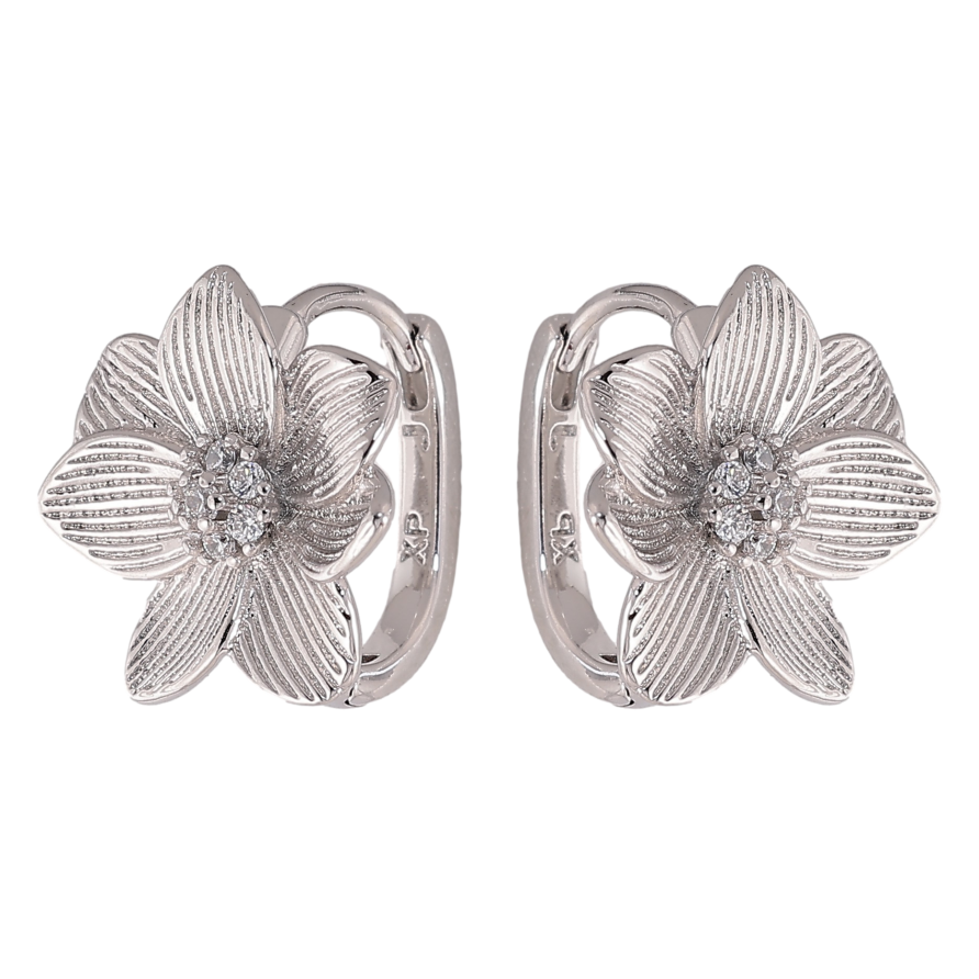 Серьги Xuping цвет Родий колечки "Цветочки" фото №1