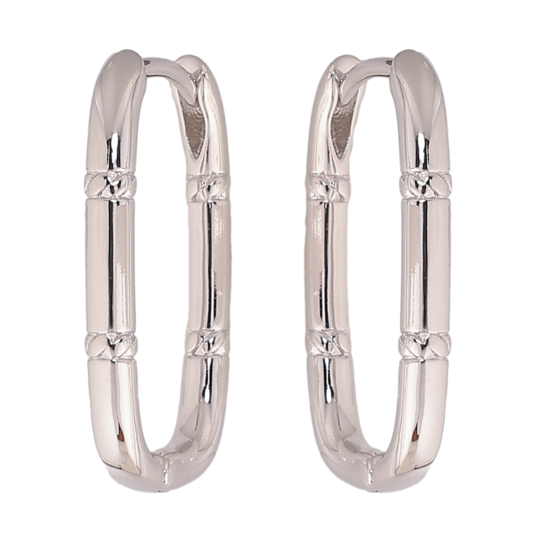 Серьги Xuping цвет Родий колечки "Овальные с узором" фото №1