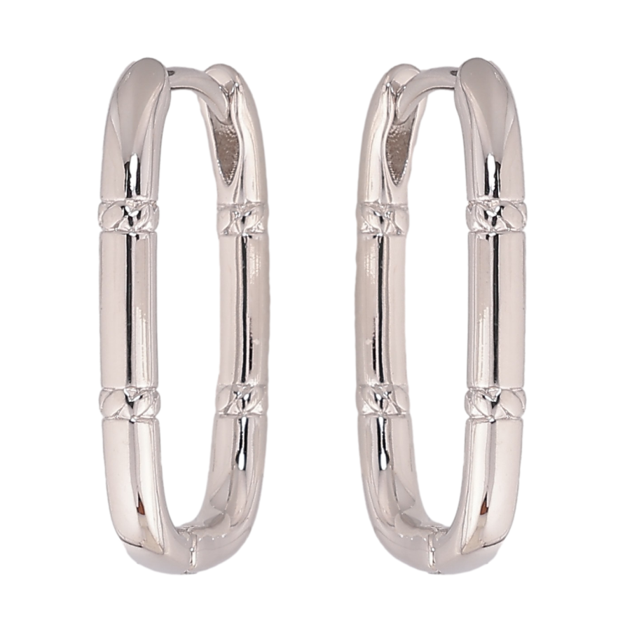 Серьги Xuping цвет Родий колечки "Овальные с узором" фото №1