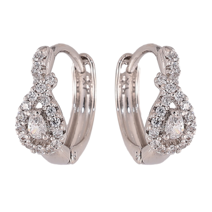 Серьги Xuping цвет Родий колечки "Узор с кристаллами" фото №4