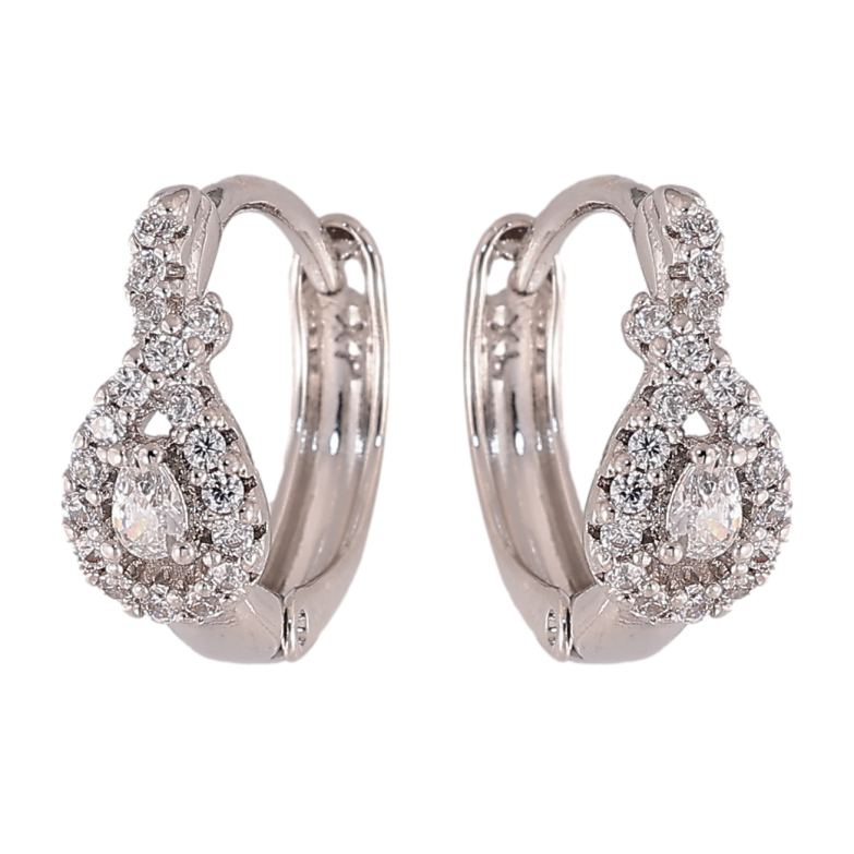 Серьги Xuping цвет Родий колечки "Узор с кристаллами" фото №13