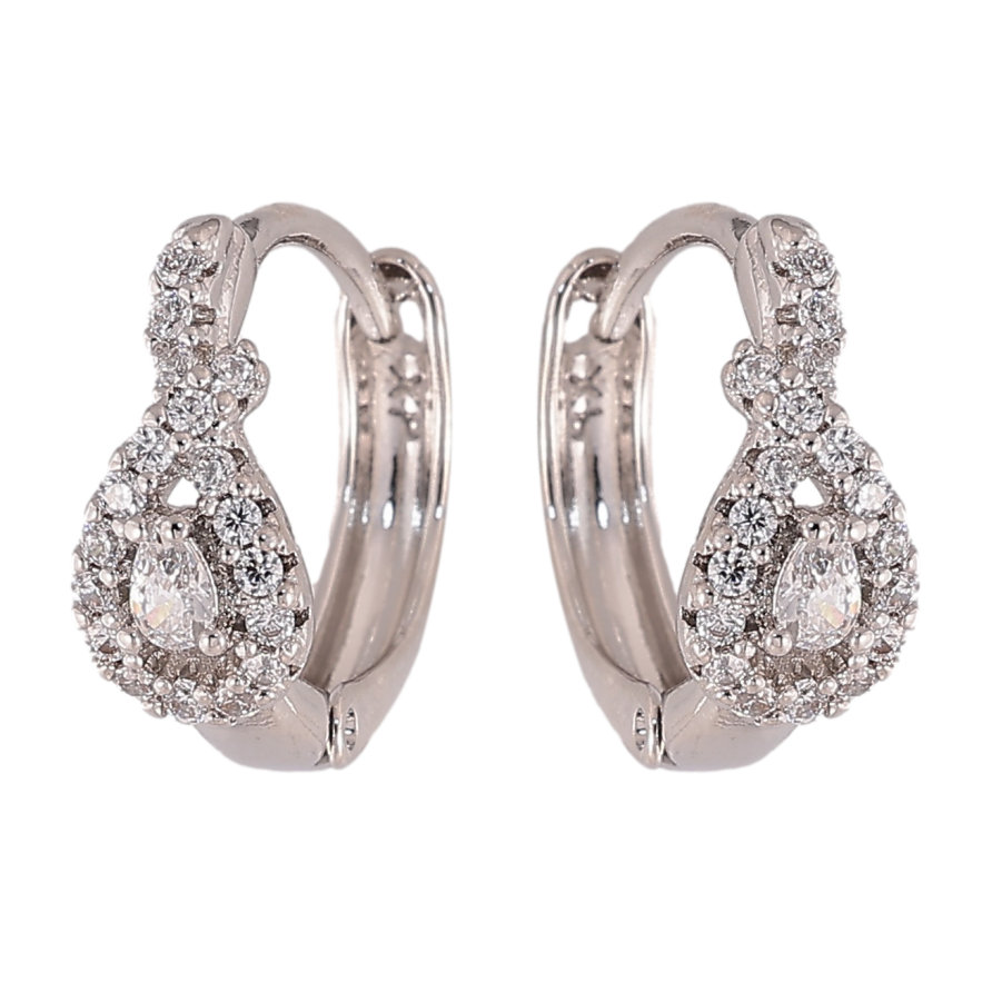 Серьги Xuping цвет Родий колечки "Узор с кристаллами" фото №1