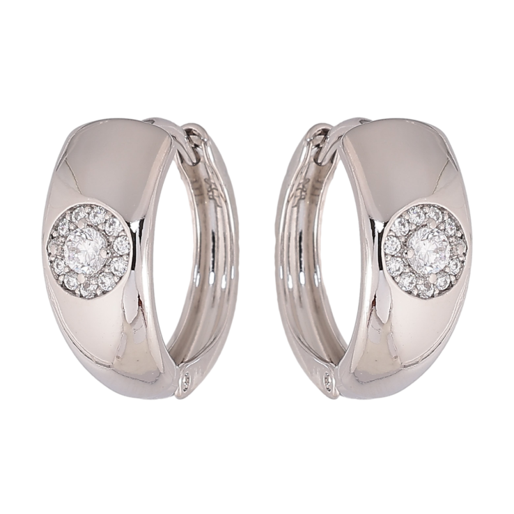 Сережки Xuping колір Родій колечка "Візерунок з кристалами" фото №4