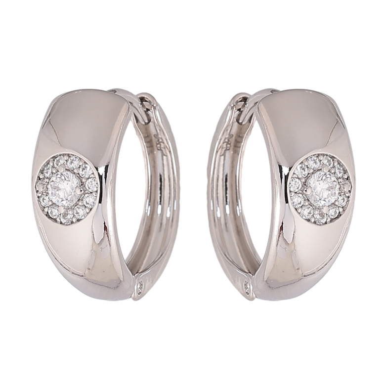 Сережки Xuping колір Родій колечка "Візерунок з кристалами" фото №1