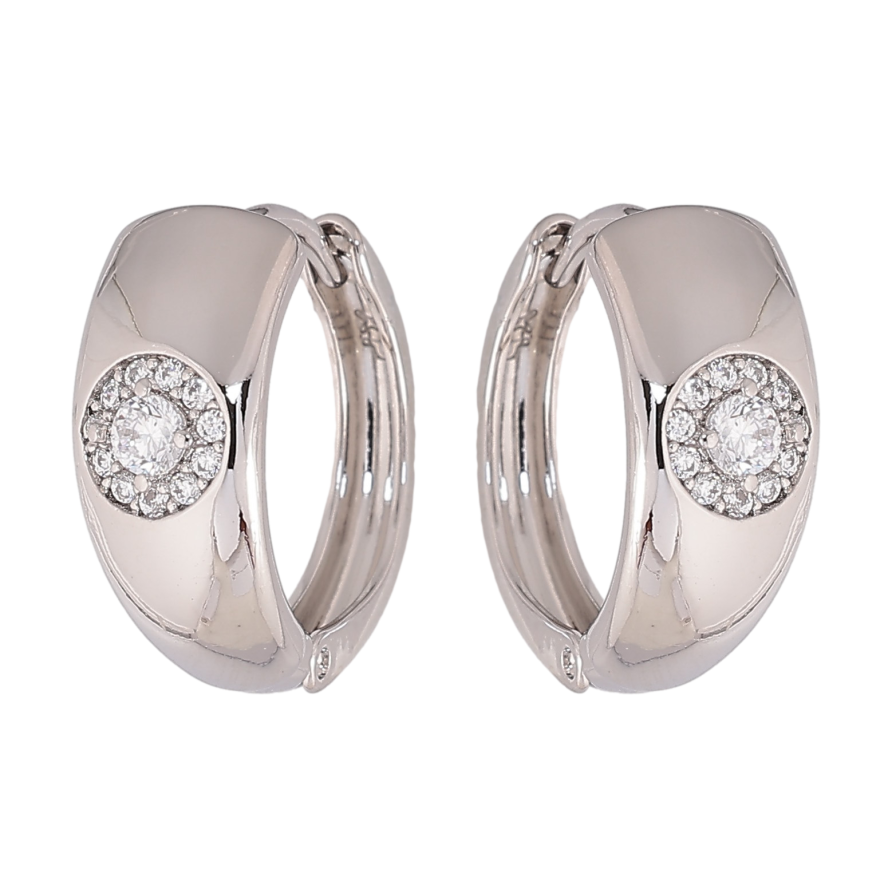 Сережки Xuping колір Родій колечка "Візерунок з кристалами" фото №1