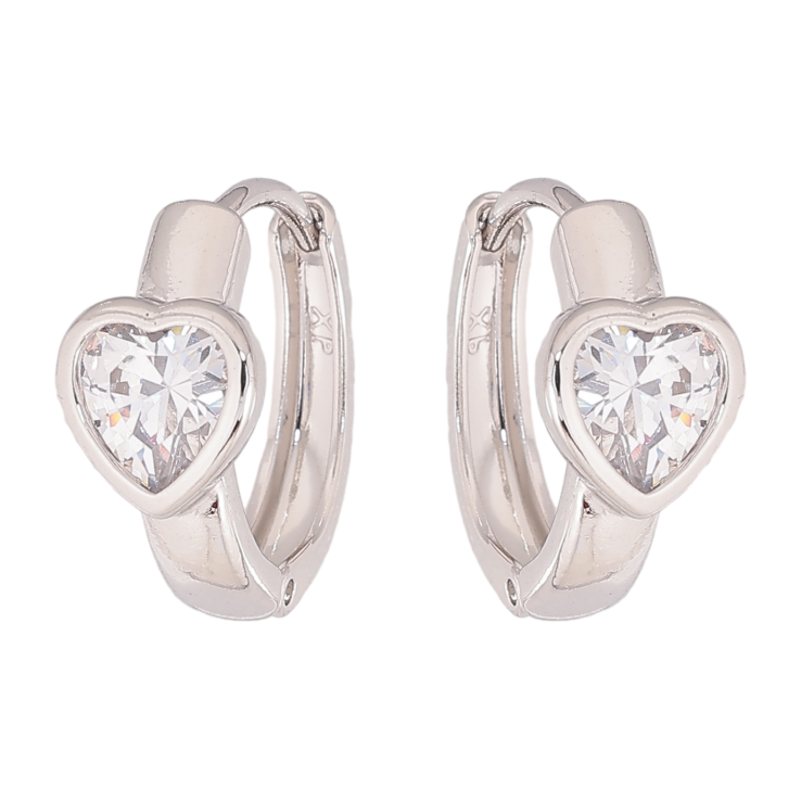 Сережки Xuping колір Родій колечка "Кристальні серця" фото №11 Сережки Xuping колір Родій колечка "Кристальні серця" фото №11