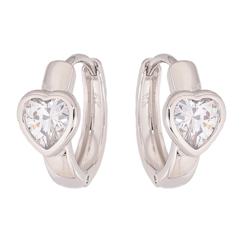 Сережки Xuping колір Родій колечка "Кристальні серця" фото №1 Сережки Xuping колір Родій колечка "Кристальні серця" фото №1