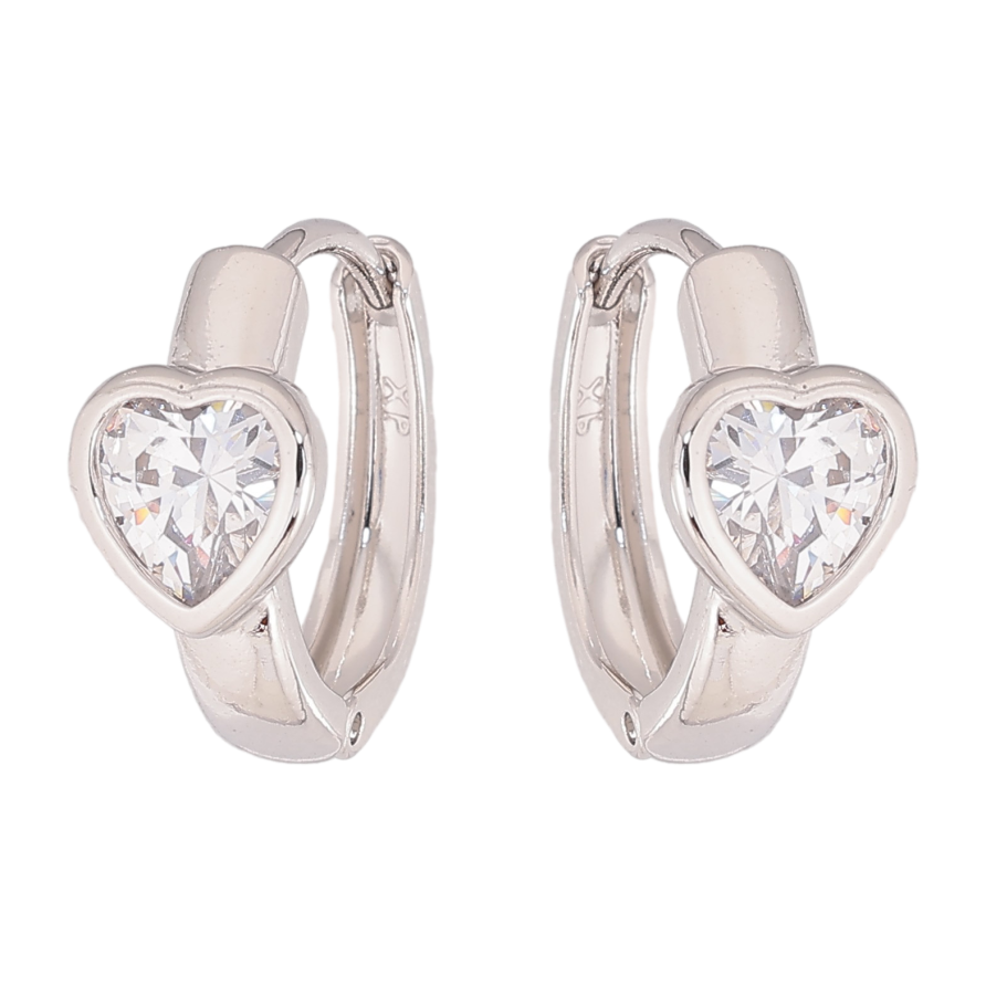 Сережки Xuping колір Родій колечка "Кристальні серця" фото №1 Сережки Xuping колір Родій колечка "Кристальні серця" фото №1