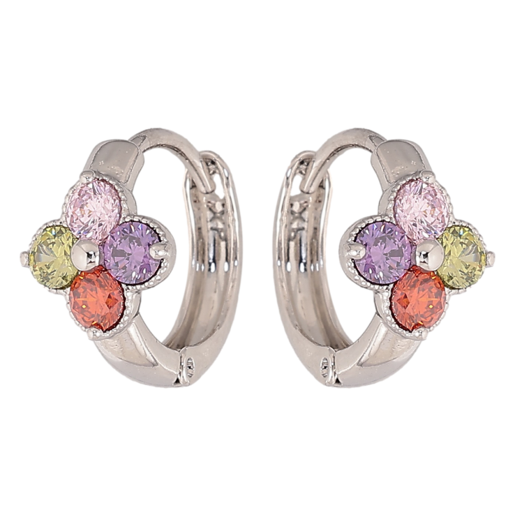 Сережки Xuping колір Родій колечка "Квіточки з різнокольорових кристалів" фото №5 Сережки Xuping колір Родій колечка "Квіточки з різнокольорових кристалів" фото №5