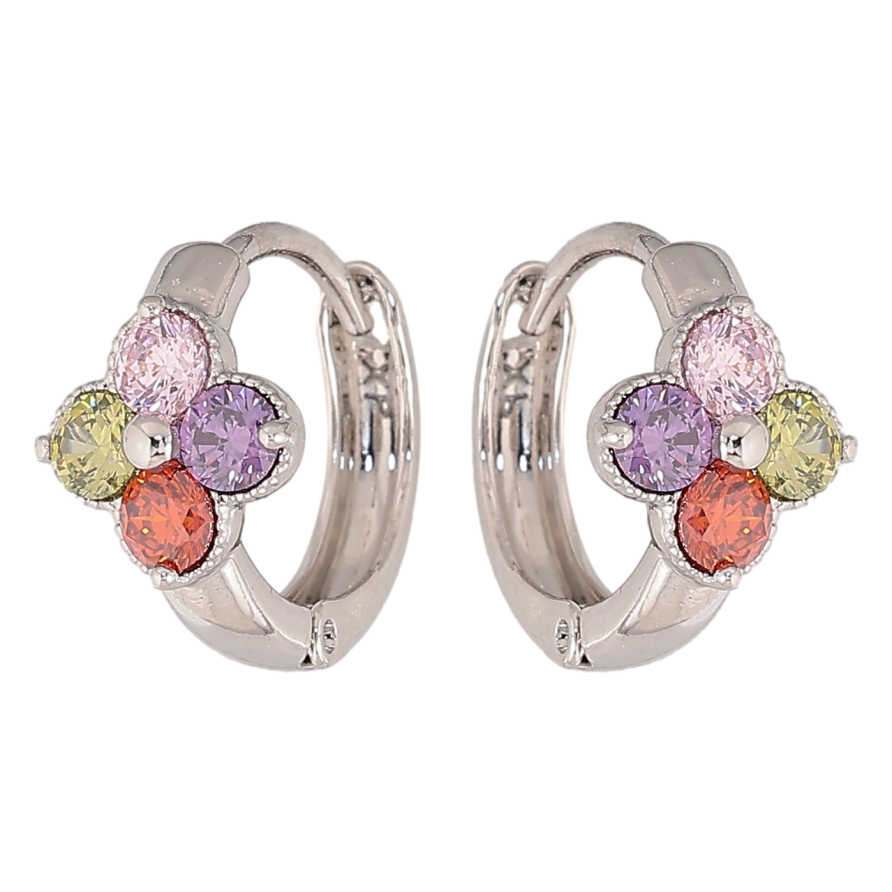 Сережки Xuping колір Родій колечка "Квіточки з різнокольорових кристалів" фото №1 Сережки Xuping колір Родій колечка "Квіточки з різнокольорових кристалів" фото №1