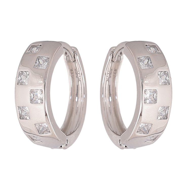 Серьги Xuping цвет Родий колечки "Узор с кристаллами" фото №12