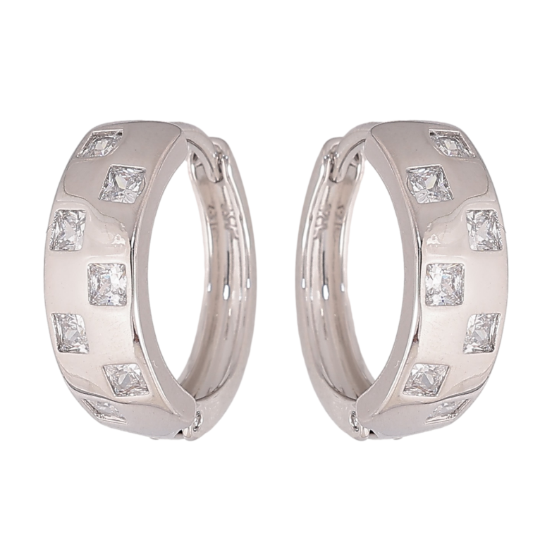 Сережки Xuping колір Родій колечка "Візерунок з кристалами" фото №2