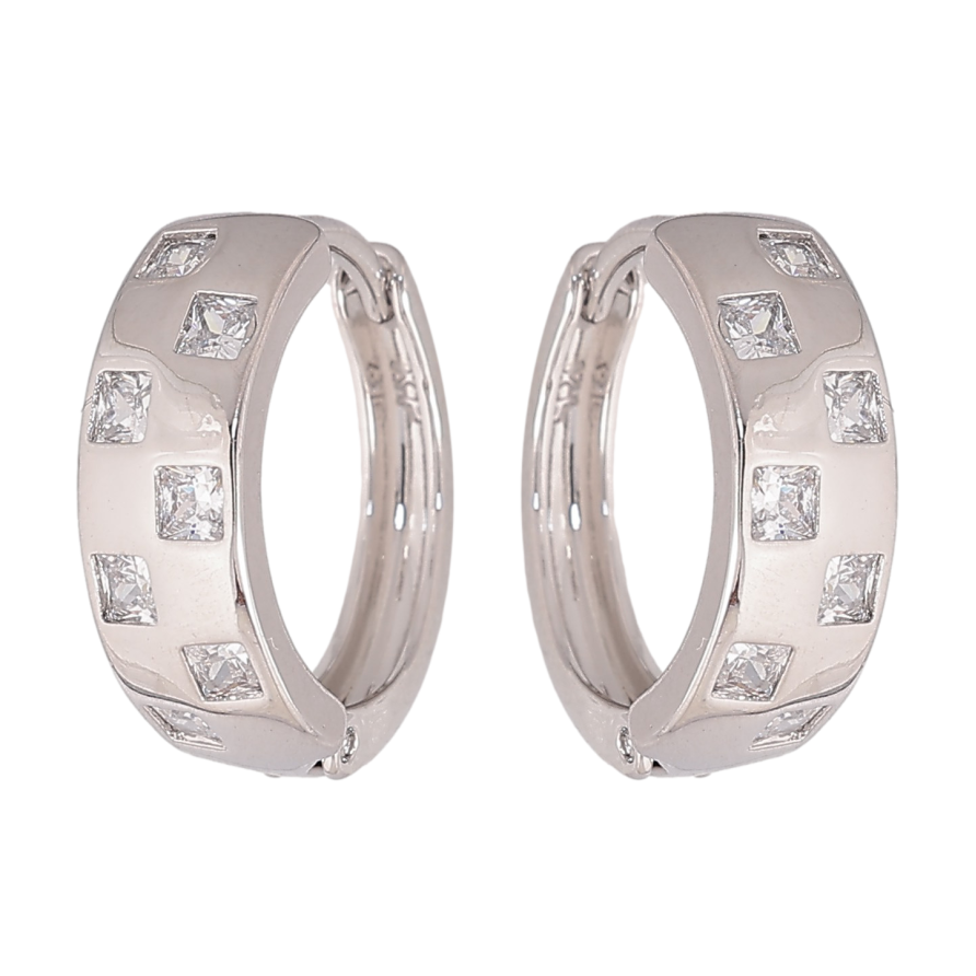 Серьги Xuping цвет Родий колечки "Узор с кристаллами" фото №1