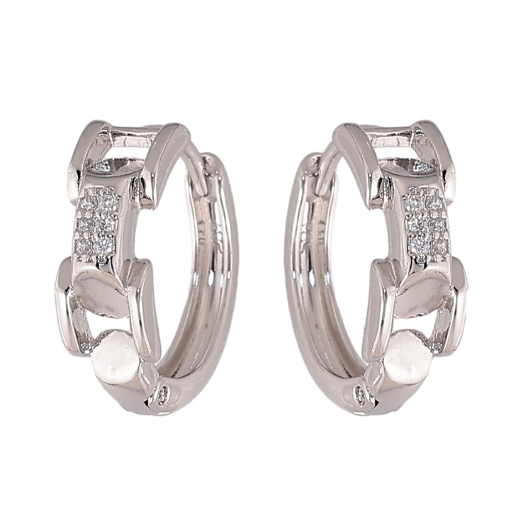 Серьги Xuping цвет Родий колечки "Узор с кристаллами" фото №8