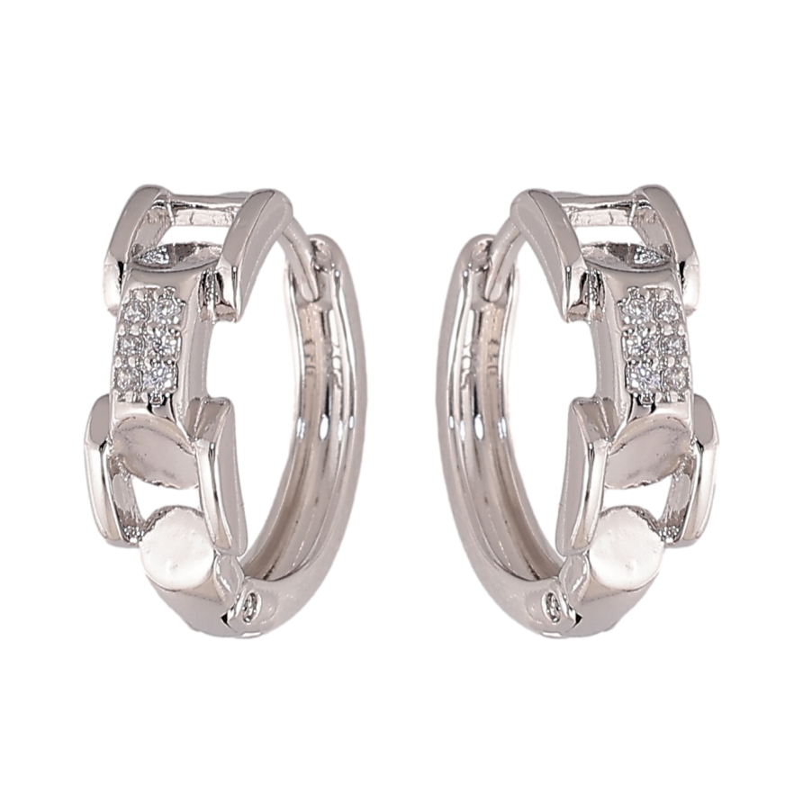 Серьги Xuping цвет Родий колечки "Узор с кристаллами" фото №1