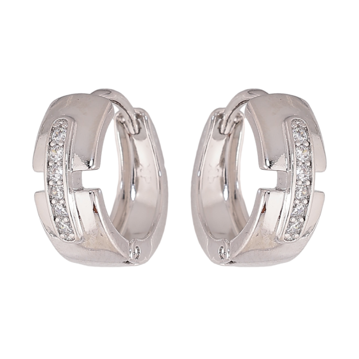 Сережки Xuping колір Родій колечка "Візерунок з кристалами" фото №19