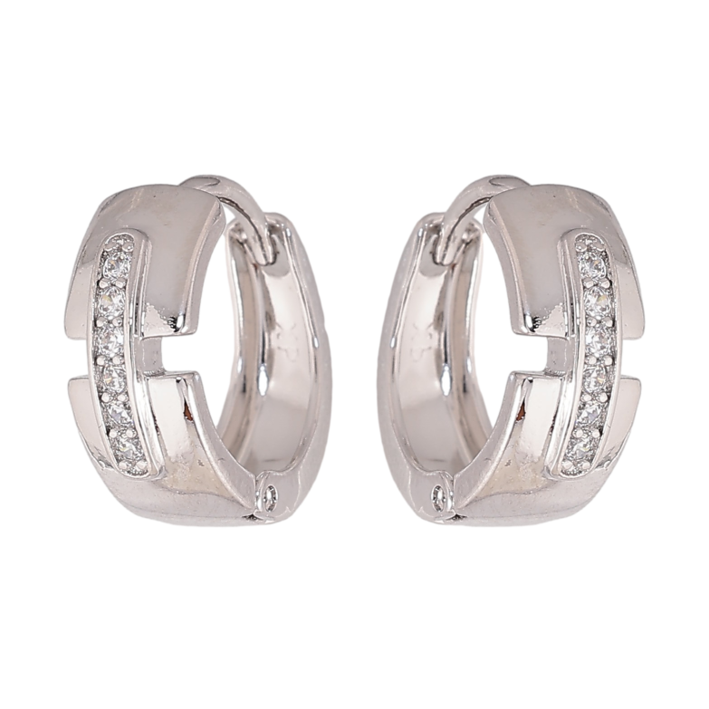 Серьги Xuping цвет Родий колечки "Узор с кристаллами" фото №1