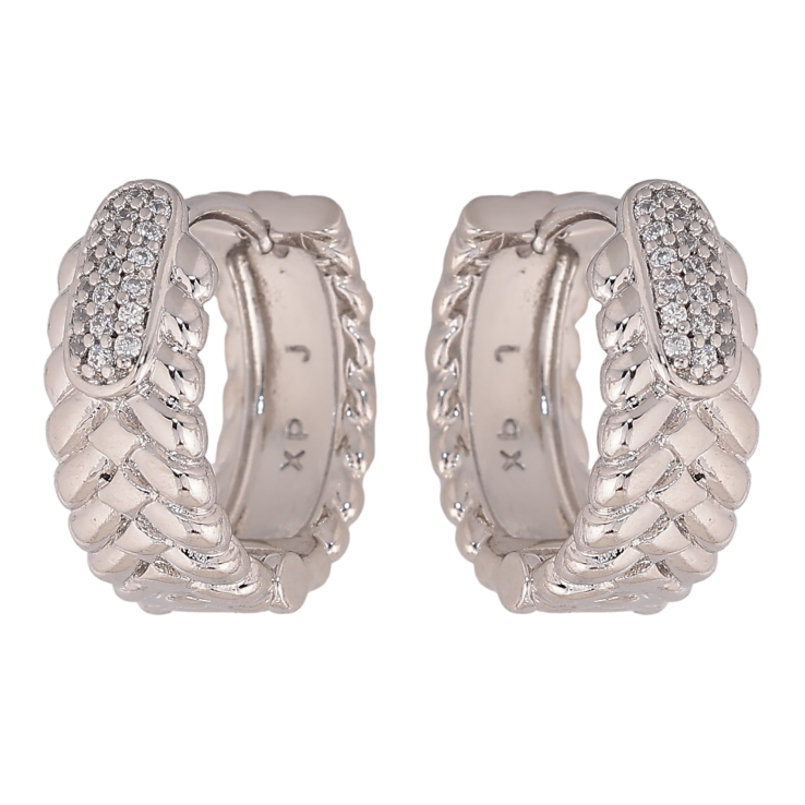Серьги Xuping цвет Родий колечки "Узор с кристаллами" фото №5