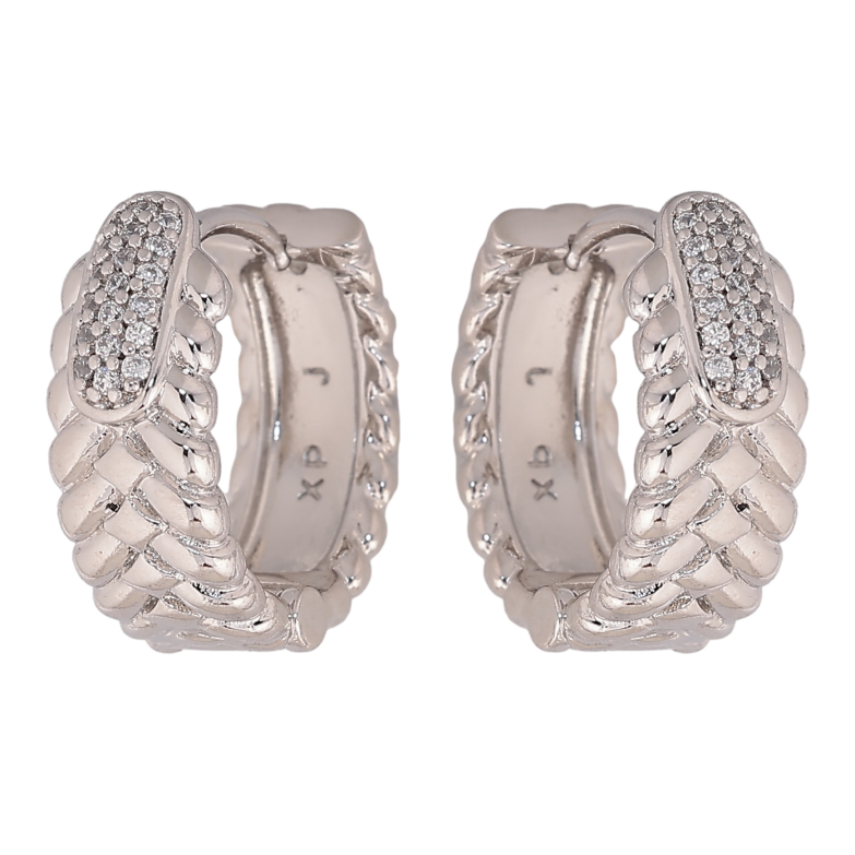 Серьги Xuping цвет Родий колечки "Узор с кристаллами" фото №1