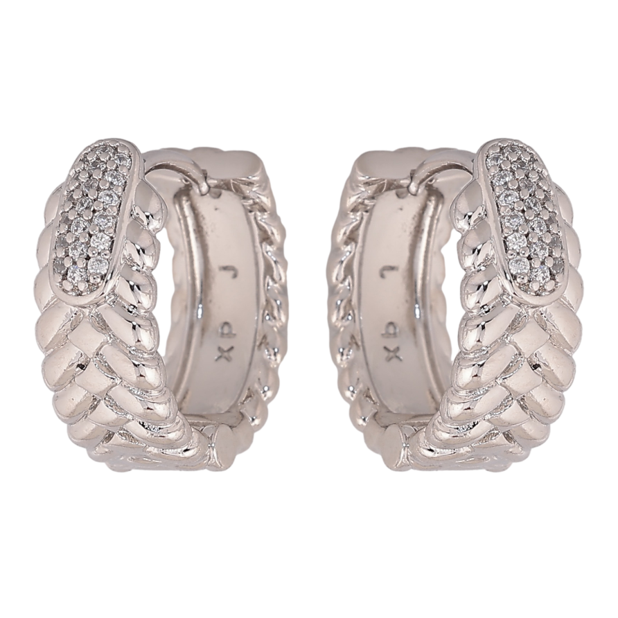 Серьги Xuping цвет Родий колечки "Узор с кристаллами" фото №1