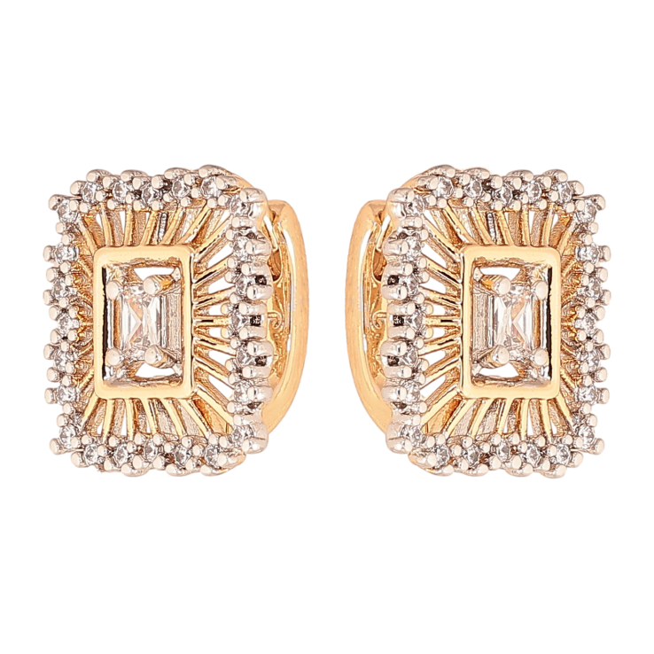 Сережки Xuping колір позолота 18K + родій колечка візерунок з інкрустацією кристалами фото №18 Сережки Xuping колір позолота 18K + родій колечка візерунок з інкрустацією кристалами фото №18