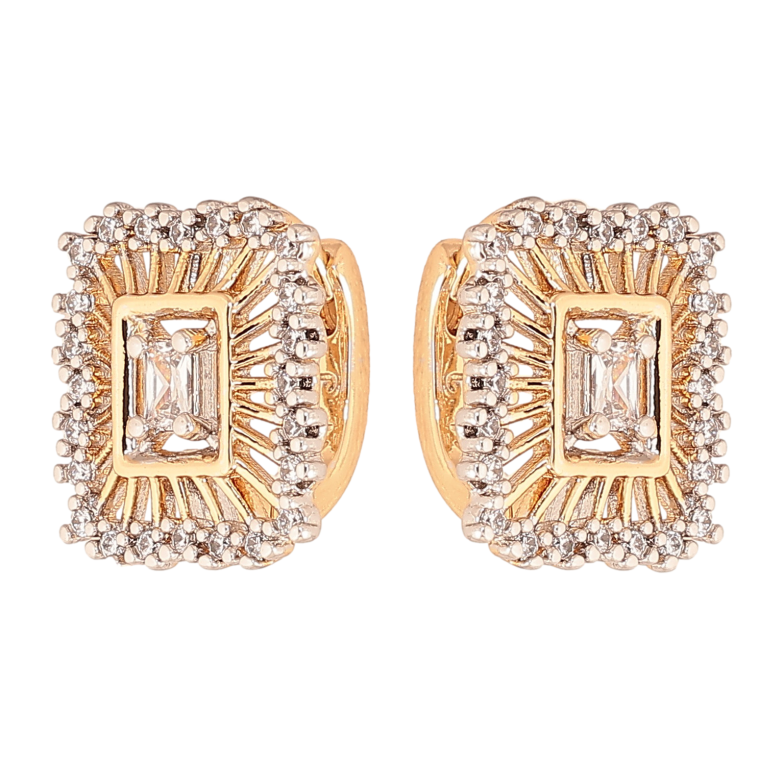 Серьги Xuping цвет позолота 18K + родий колечки узор с инкрустацией кристаллами фото №1