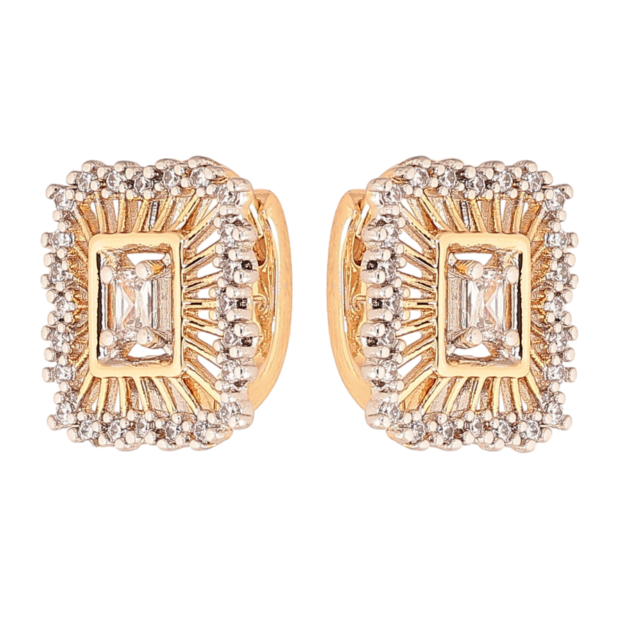 Серьги Xuping цвет позолота 18K + родий колечки узор с инкрустацией кристаллами фото №1