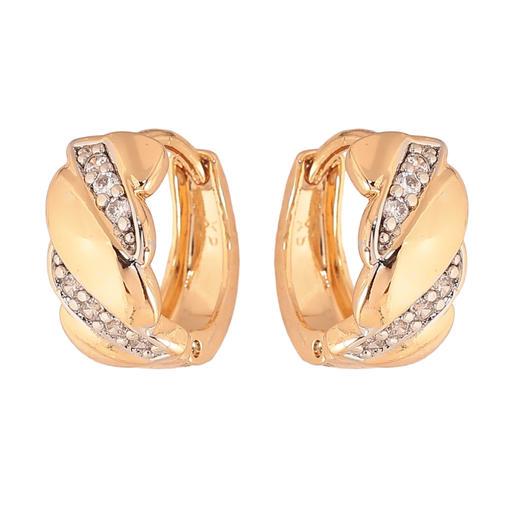 Сережки Xuping колір позолота 18K + родій колечка візерунок з кристалами фото №23 Сережки Xuping колір позолота 18K + родій колечка візерунок з кристалами фото №23