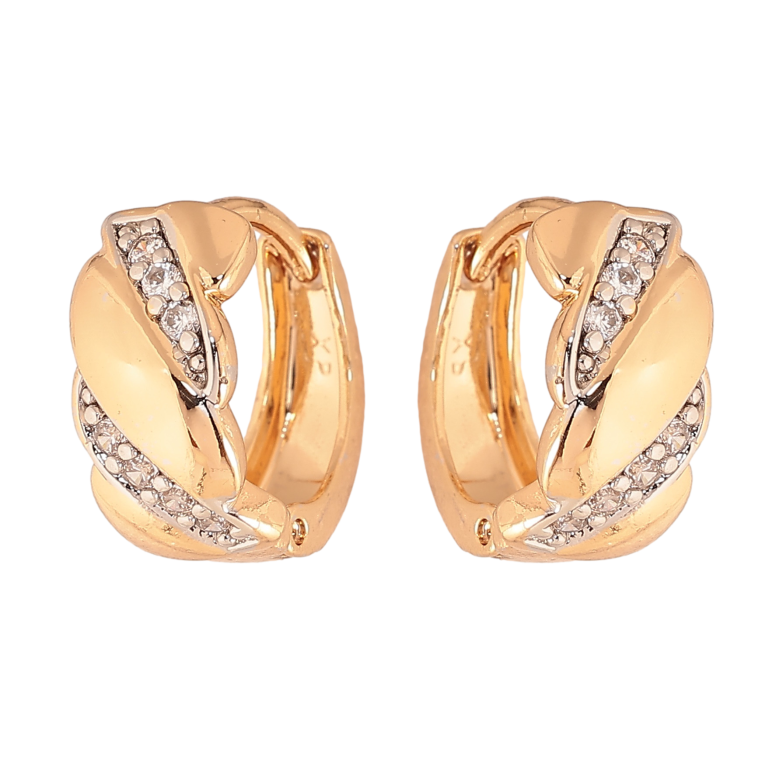 Сережки Xuping колір позолота 18K + родій колечка візерунок з кристалами фото №1