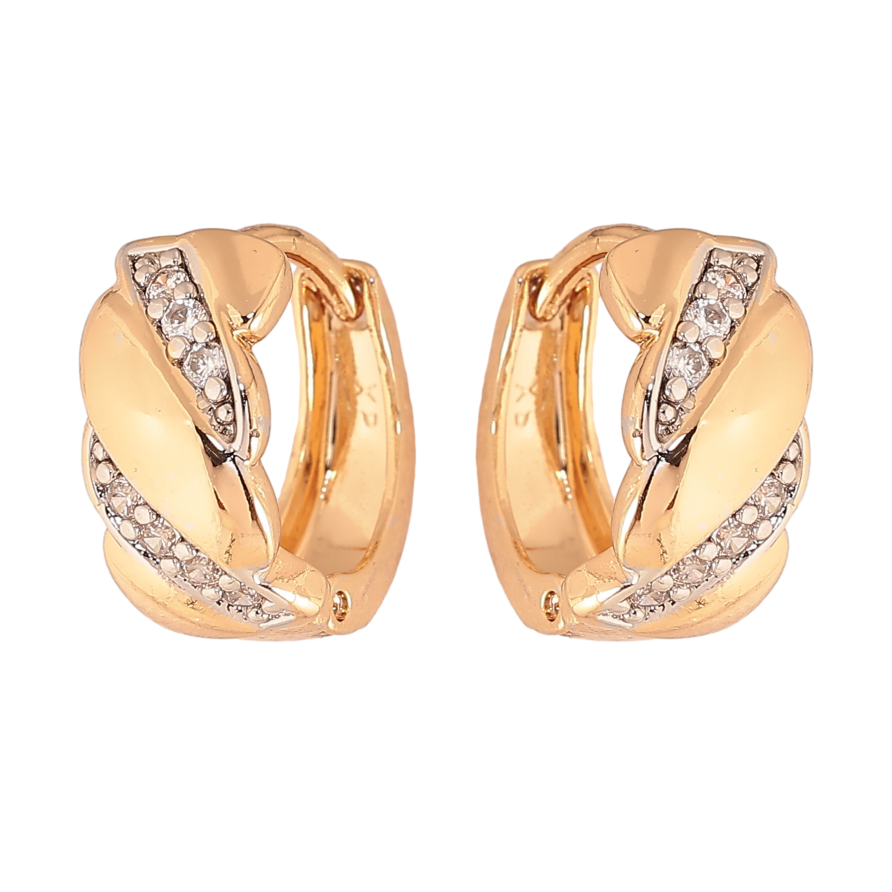 Серьги Xuping цвет позолота 18K + родий колечки узор с кристаллами фото №1