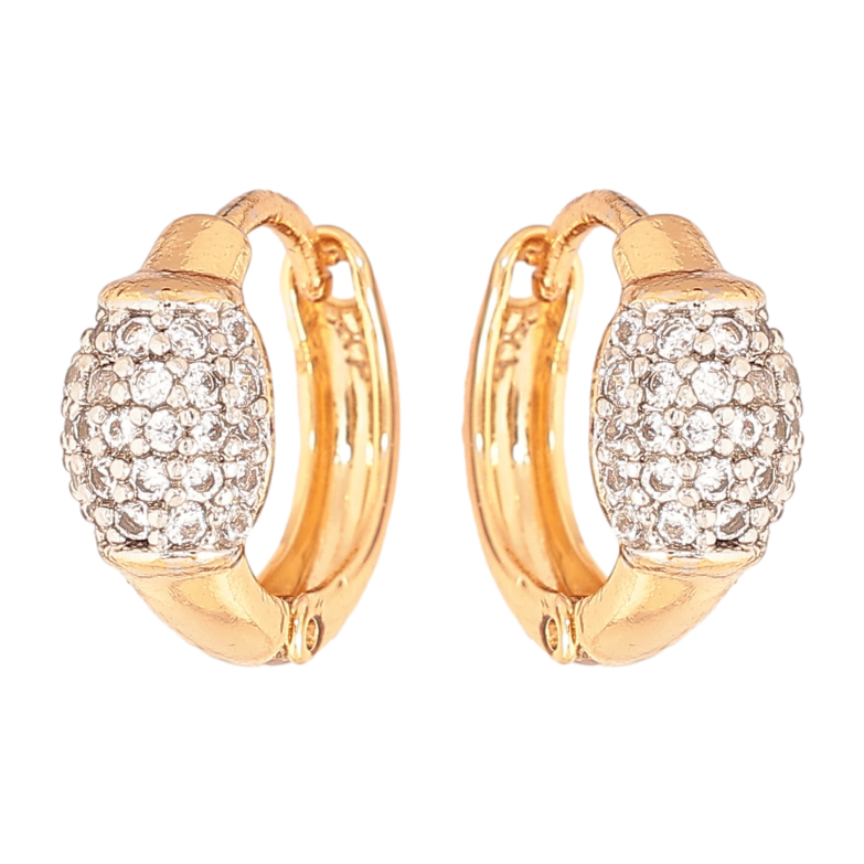 Сережки Xuping колір позолота 18K + родій колечка візерунок з кристалами фото №1 Сережки Xuping колір позолота 18K + родій колечка візерунок з кристалами фото №1