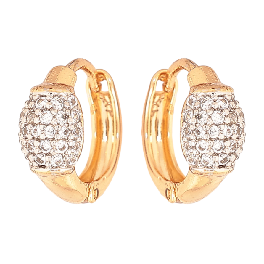 Серьги Xuping цвет позолота 18K + родий колечки узор с кристаллами фото №1 Серьги Xuping цвет позолота 18K + родий колечки узор с кристаллами фото №1