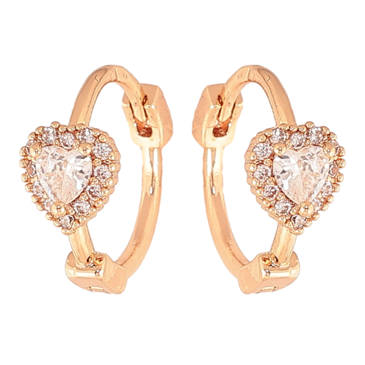 Серьги Xuping цвет позолота 18К колечки сердечки с кристаллами фото №9