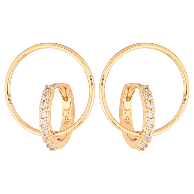 Серьги Xuping цвет позолота 18К колечки с кристаллами фото №2