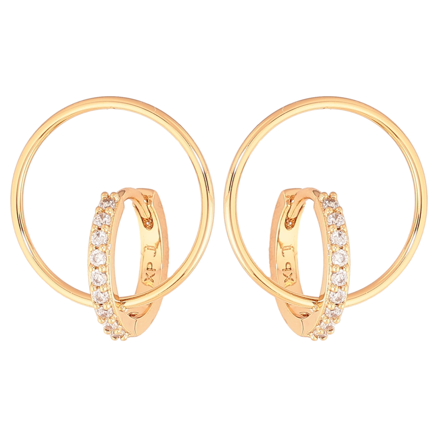 Сережки Xuping колір позолота 18К колечка з кристалами фото №1