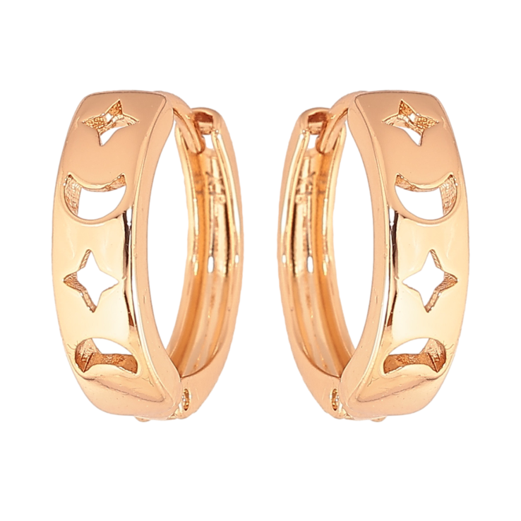 Серьги Xuping цвет позолота 18К колечки декоративный узор фото №21