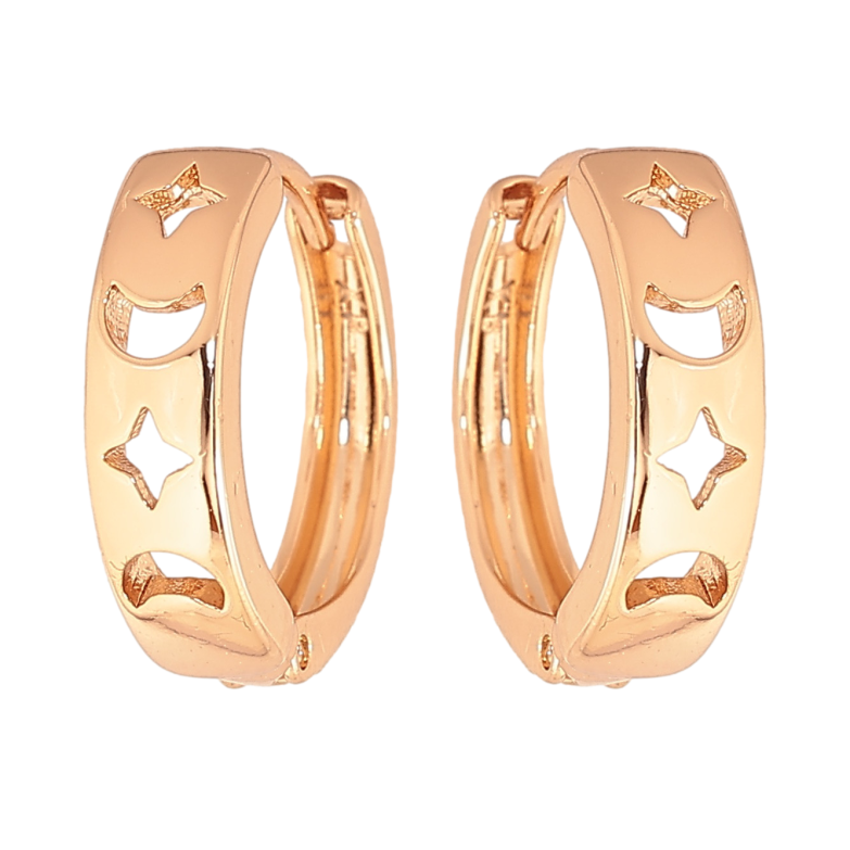 Сережки Xuping колір позолота 18К колечка декоративний візерунок фото №1