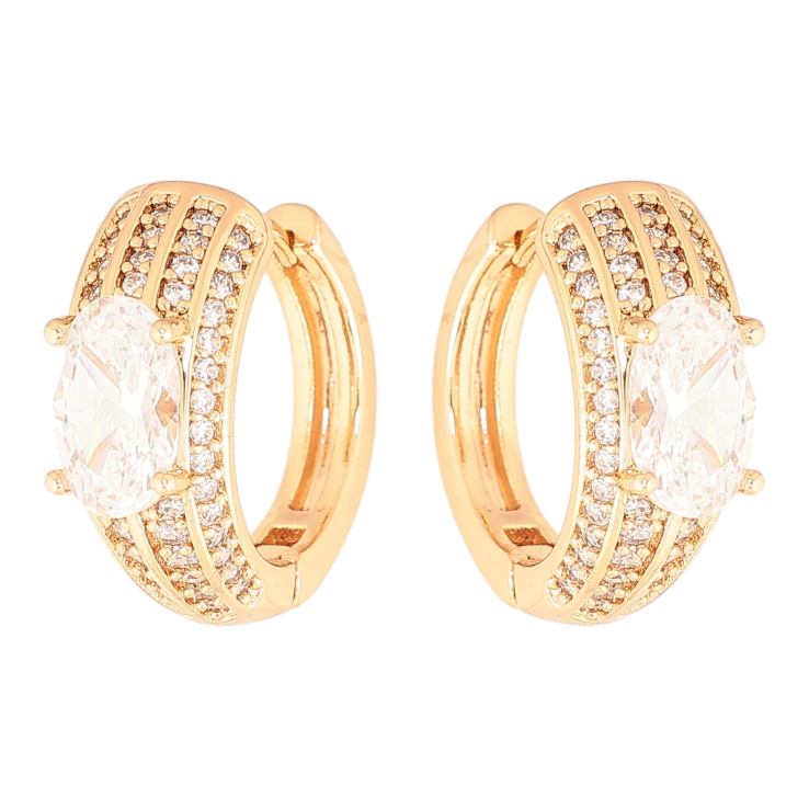 Серьги Xuping цвет позолота 18К колечки декоративный узор с кристаллами фото №14