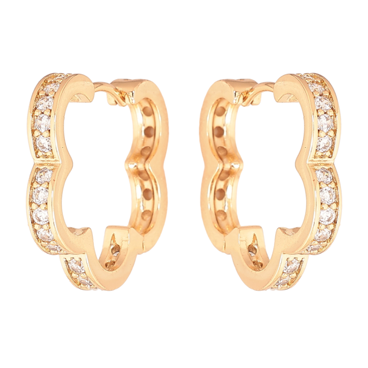 Серьги Xuping цвет позолота 18К колечки декоративный цветочки с кристаллами фото №11