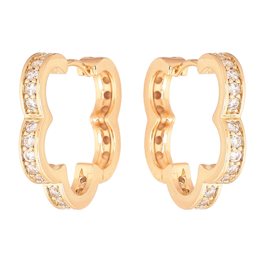 Серьги Xuping цвет позолота 18К колечки декоративный цветочки с кристаллами фото №1