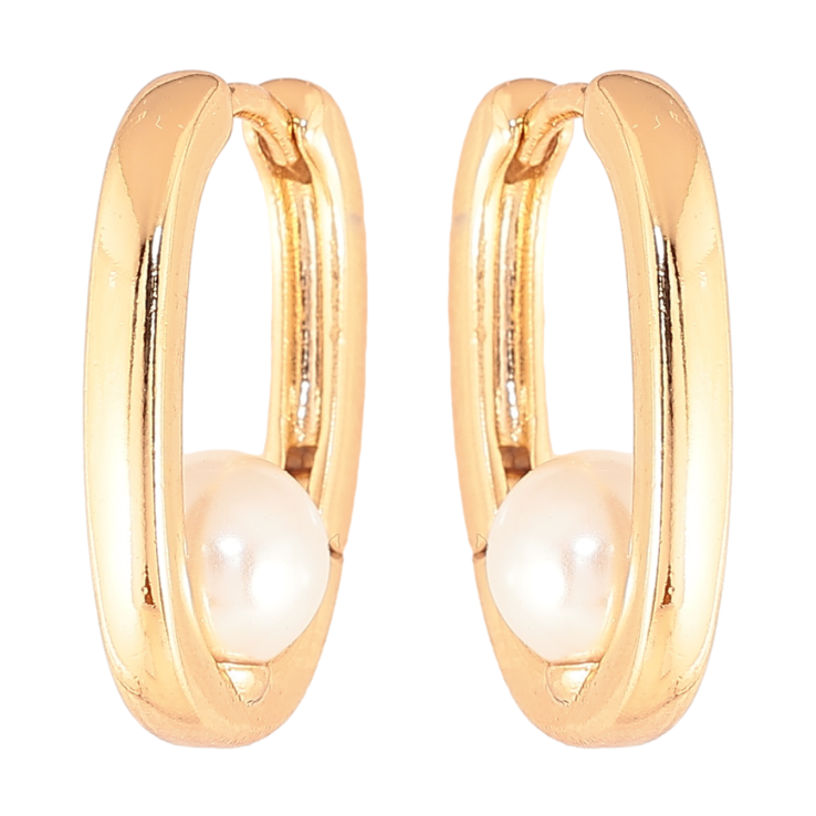 Серьги Xuping цвет позолота 18К колечки вставки жемчужины фото №23