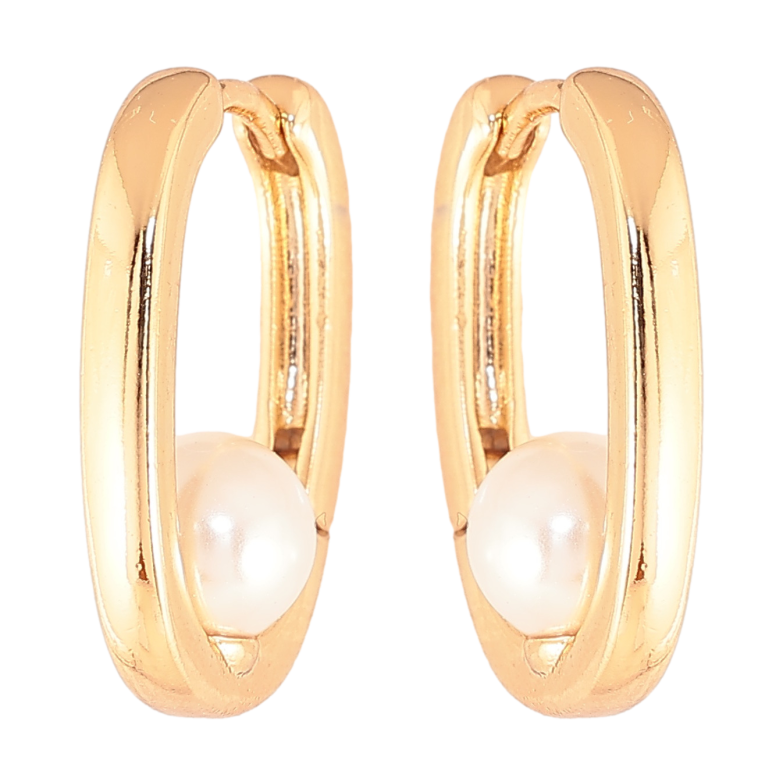 Сережки Xuping колір позолота 18К колечка вставки перлини фото №1