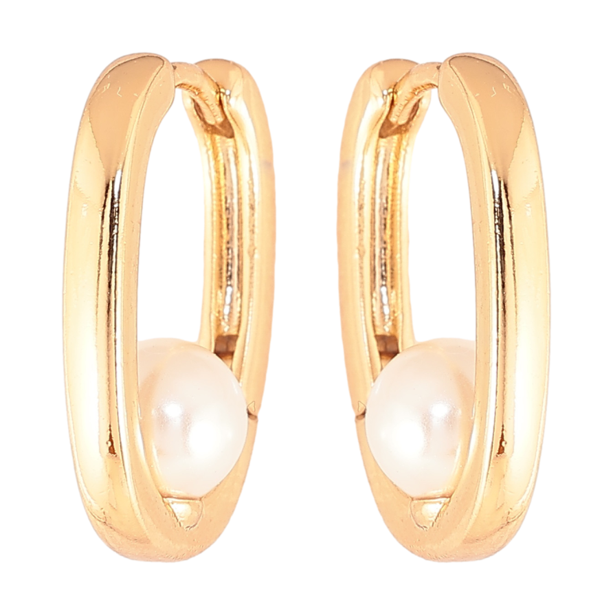 Серьги Xuping цвет позолота 18К колечки вставки жемчужины фото №1