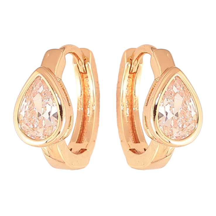 Серьги Xuping цвет позолота 18К колечки кристальные капельки фото №6