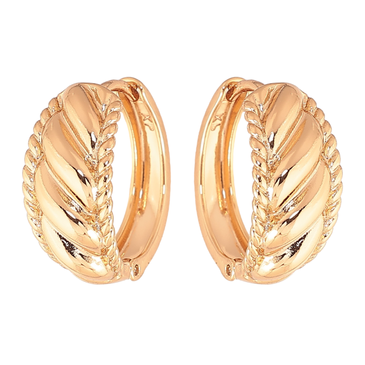 Серьги Xuping цвет позолота 18К колечки декоративный узор фото №3