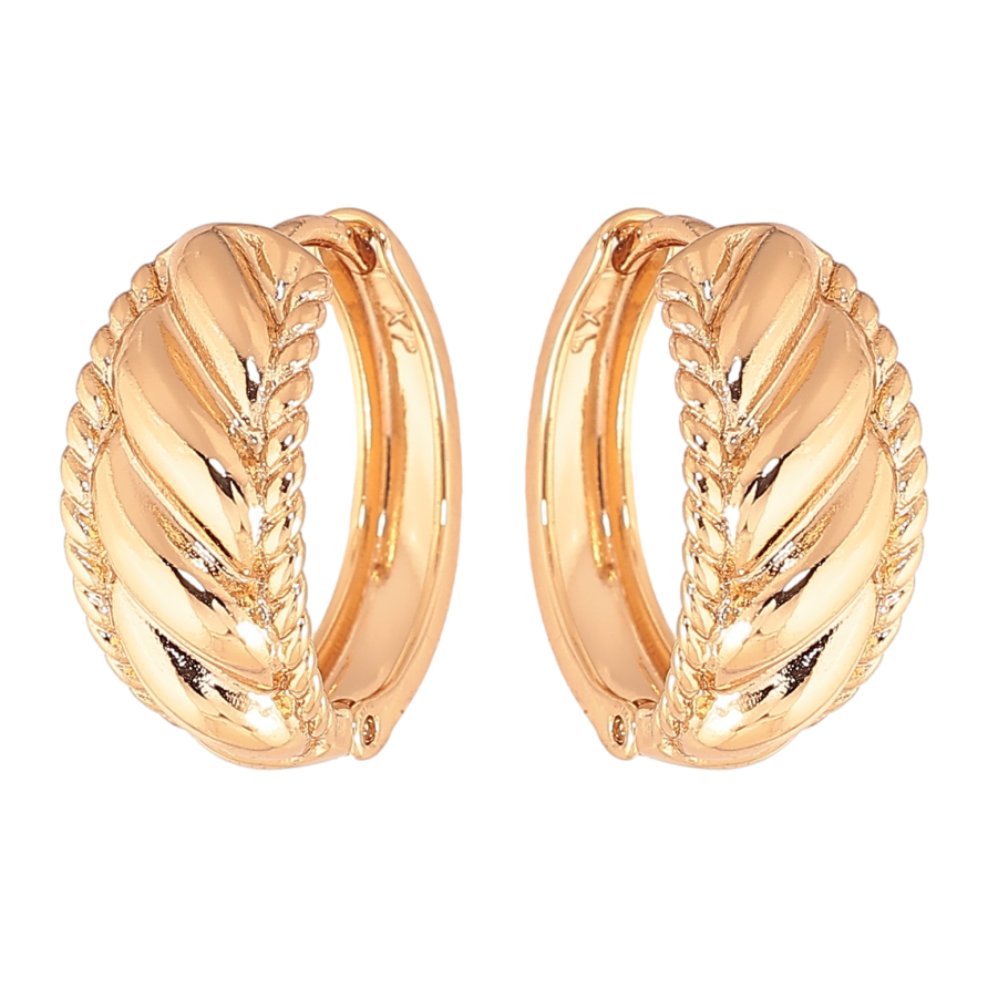 Серьги Xuping цвет позолота 18К колечки декоративный узор фото №1