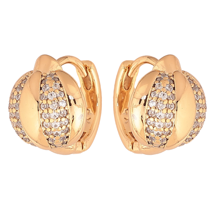 Серьги Xuping цвет позолота 18К колечки инкрустация кристаллами фото №15