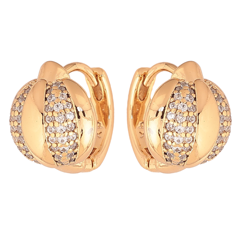 Сережки Xuping колір позолота 18К колечка інкрустація кристалами фото №1