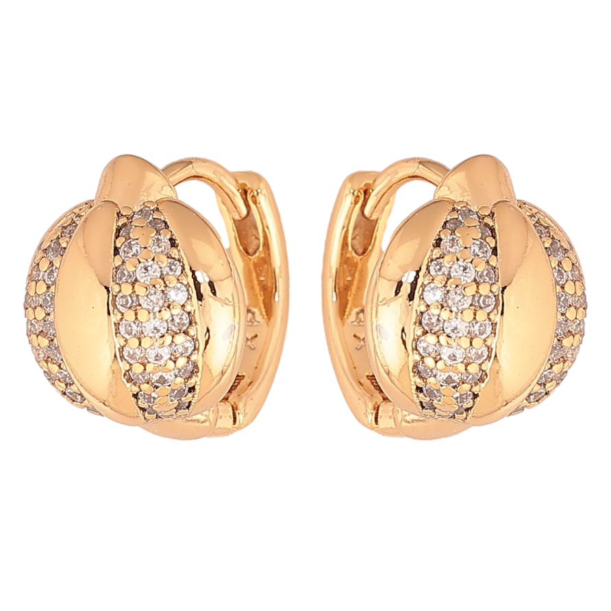 Серьги Xuping цвет позолота 18К колечки инкрустация кристаллами фото №1